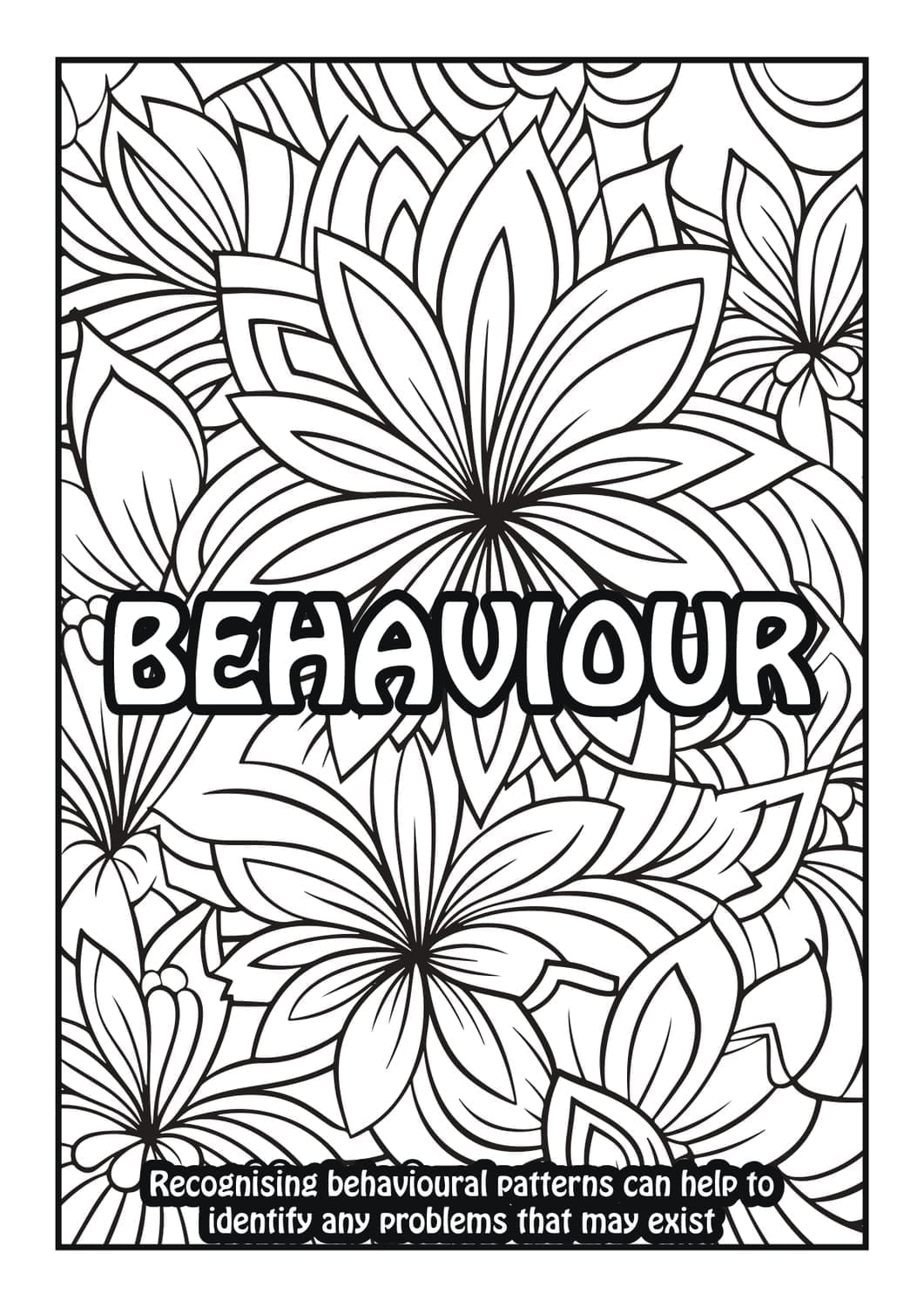 Example inside page from the EZ Wellbeing CBT-inspired colouring book